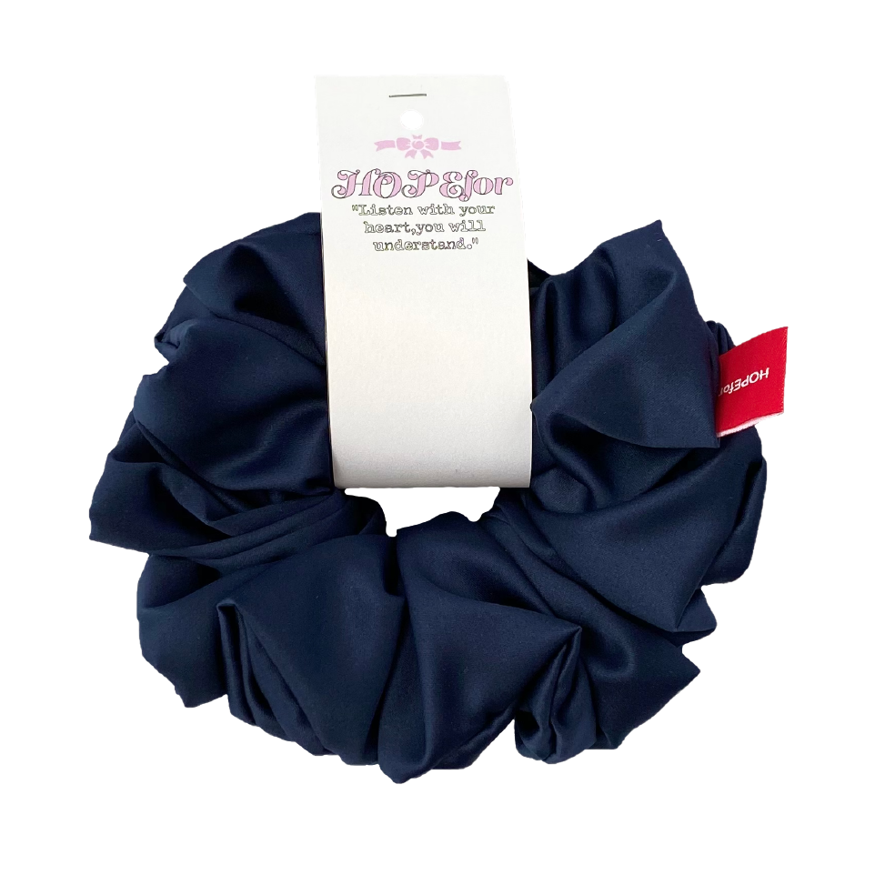 緞面深藍色髮圈 Satin Navy blue Scrunchie - XL