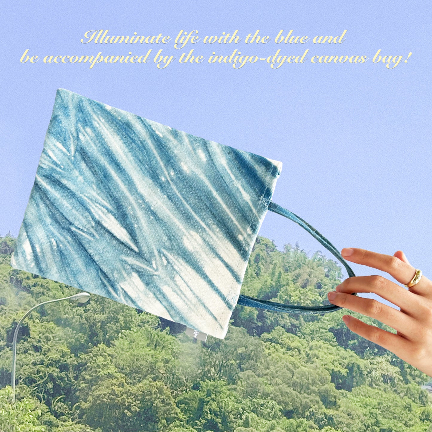 藍染大理石小書袋 Blue Dyeing Marble Mini Book bags