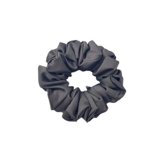 緞面鐵灰色髮圈 Satin Iron Gray Scrunchie - L