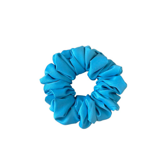 鍛面水藍色髮圈 Satin Aqua Blue Scrunchie - L