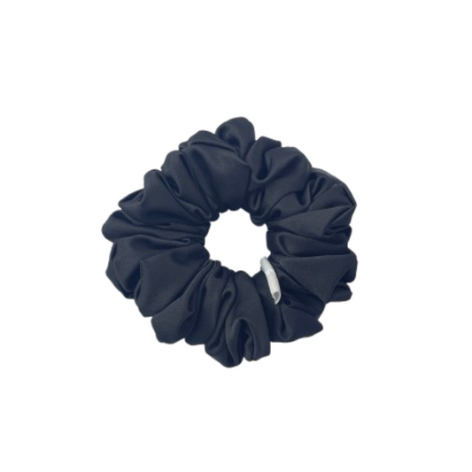 緞面黑色髮圈 Satin Black Scrunchie - L