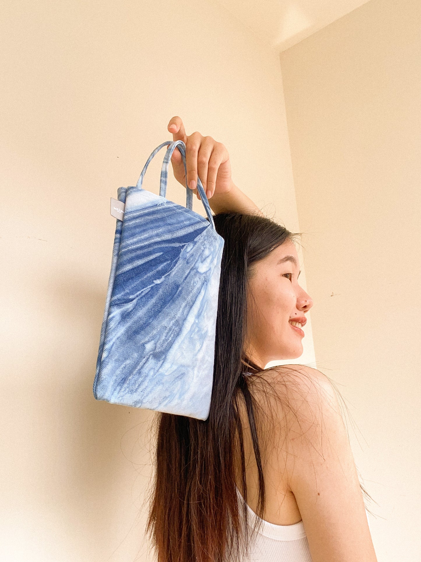 藍染大理石小書袋 Blue Dyeing Marble Mini Book bags