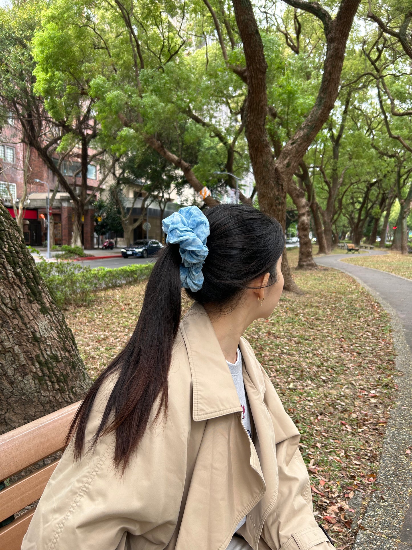 藍染藍莓優格髮圈 Blue Dyeing Blueberry Yogurt Scrunchie - XL