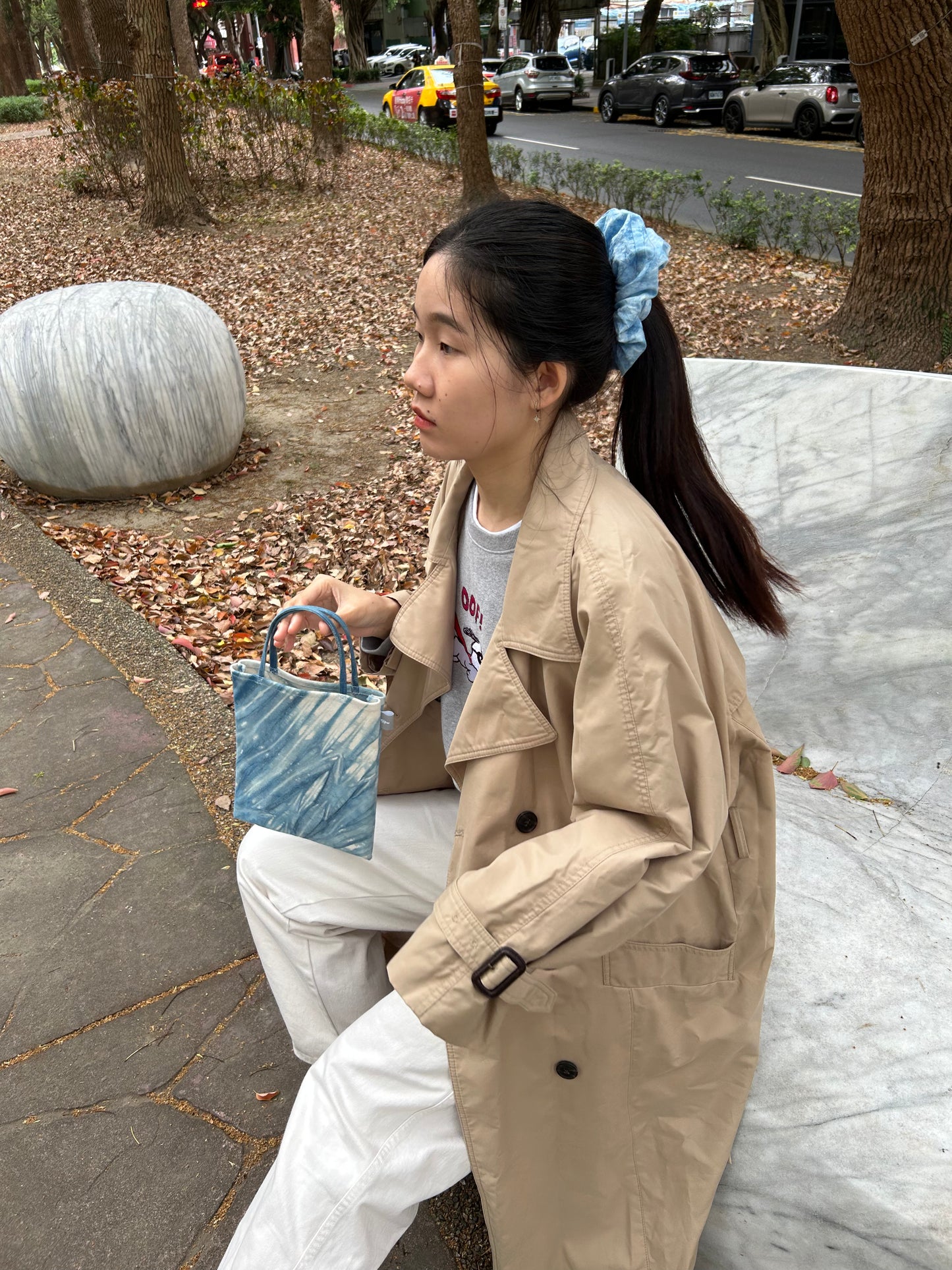 藍染大理石書袋 Blue Dyeing Marble Tote bags - S1