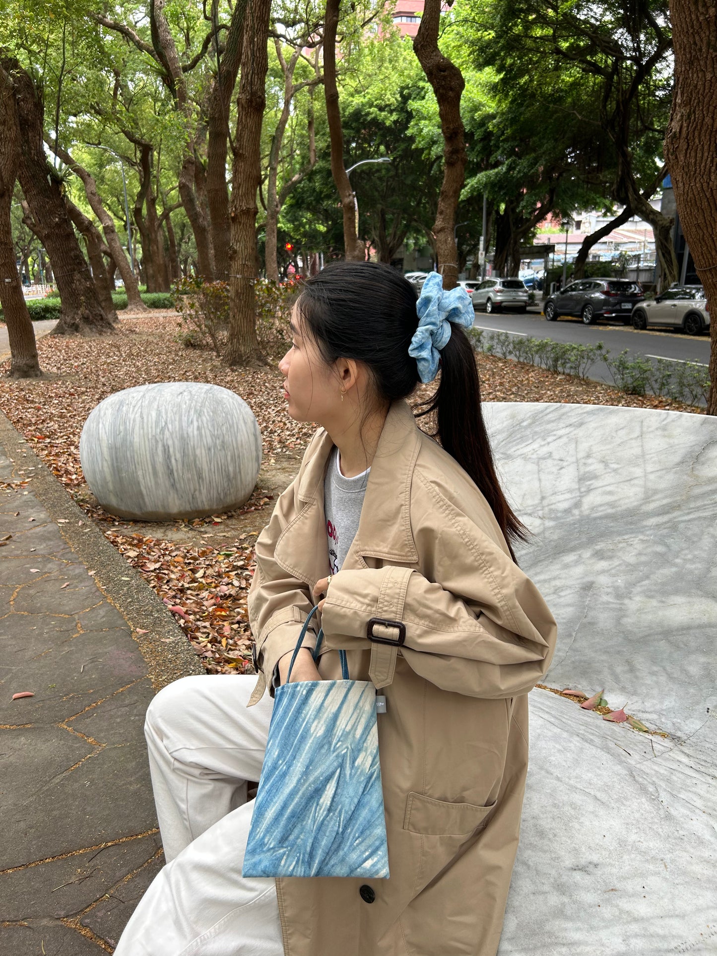 藍染大理石書袋 Blue Dyeing Marble Tote bags - S1