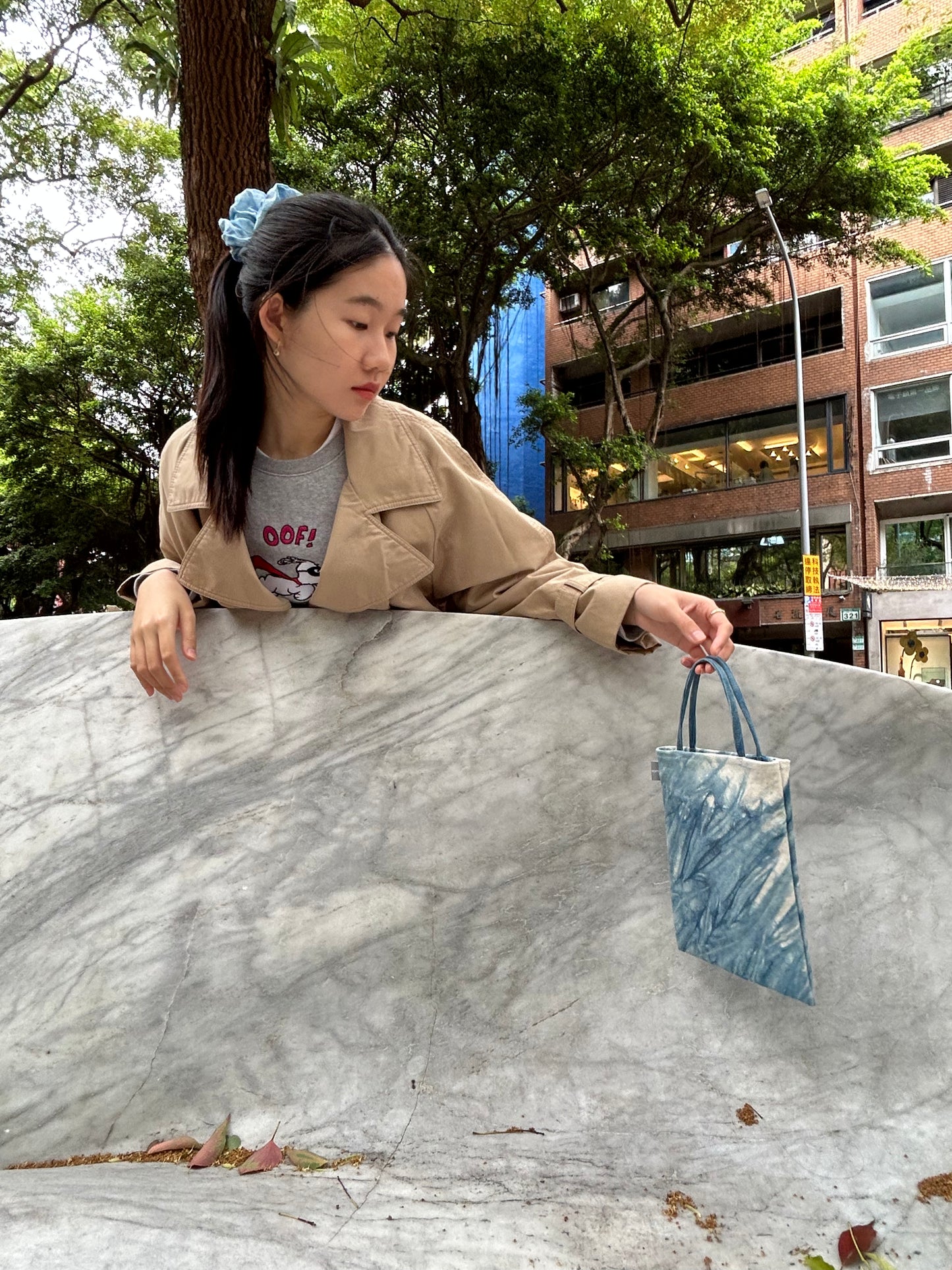 藍染大理石書袋 Blue Dyeing Marble Tote bags - S1