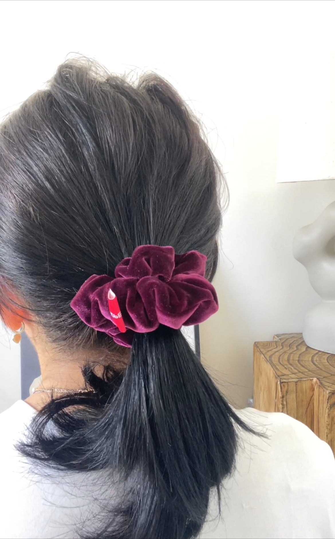 奢華絨紫紅色髮圈 Luxe Velvet Purple red Scrunchie - M