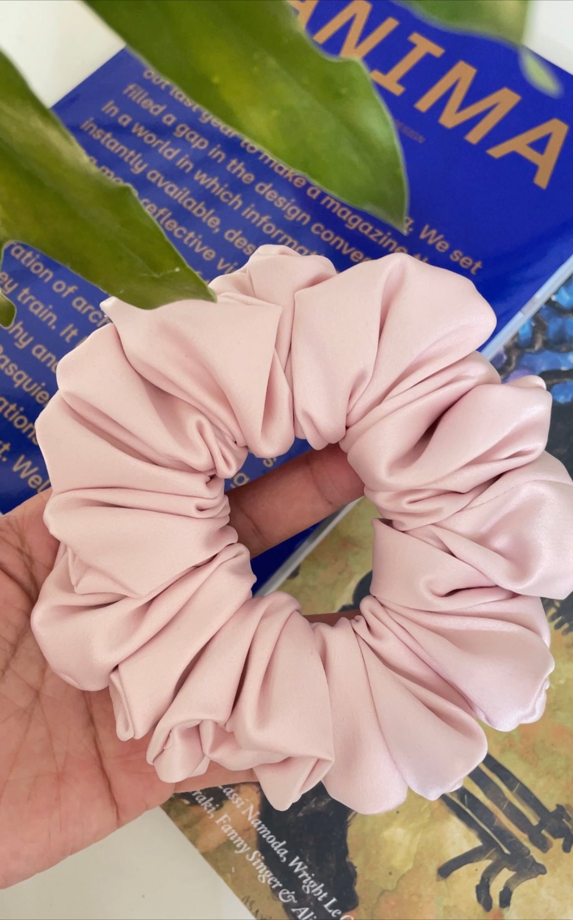 緞面粉紅色髮圈 Satin Pink Scrunchie - XL