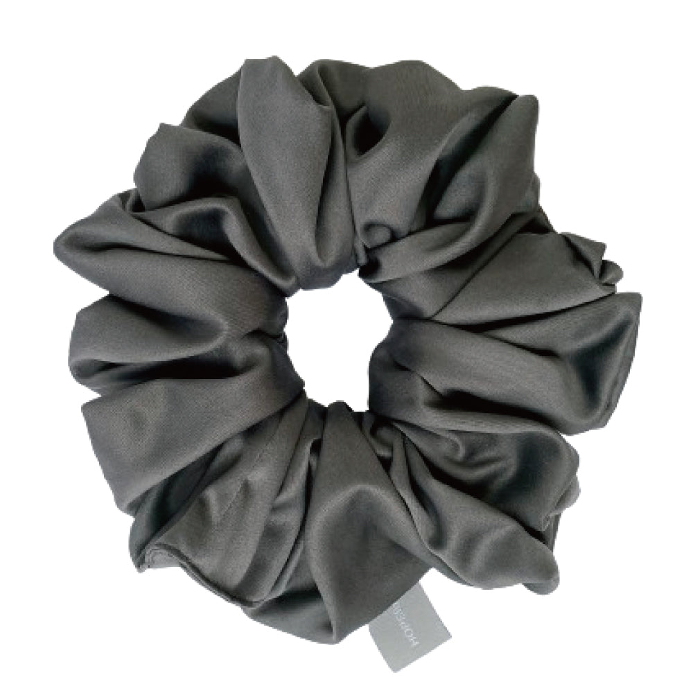 緞面鐵灰色髮圈 Satin Iron Gray Scrunchie - XL