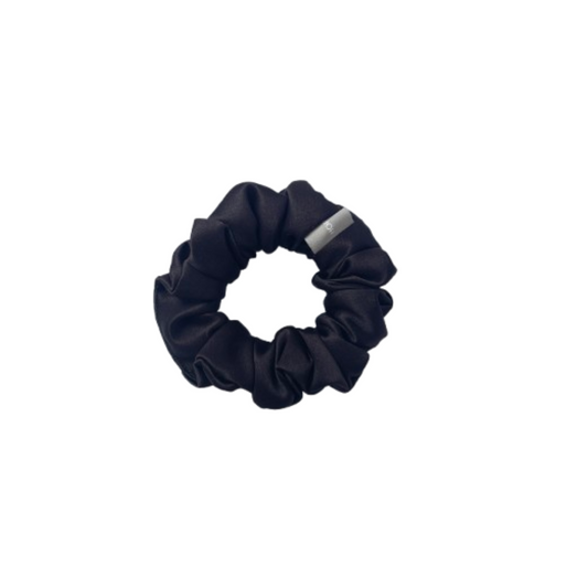 緞面黑色髮圈 Satin Gray Scrunchie - M