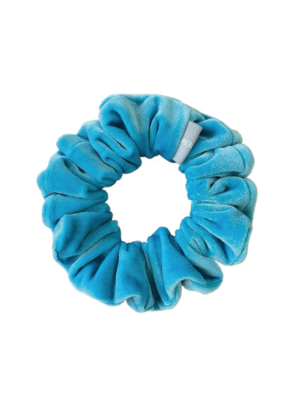 奢華絨水藍色髮圈 Luxe Velvet aqua blue Scrunchie - M