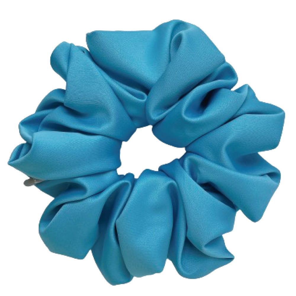 緞面水藍色髮圈 Satin Aqua Blue Scrunchie - XL