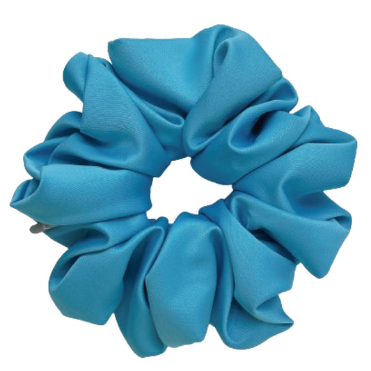 緞面水藍色髮圈 Satin Aqua Blue Scrunchie - XL