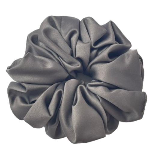 緞面鐵灰色髮圈 Satin Iron Gray Scrunchie - XL
