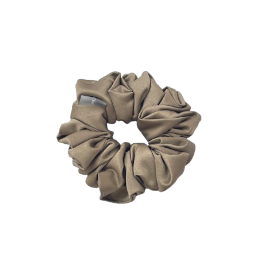 緞面棕色髮圈 Satin Brown Scrunchie - L