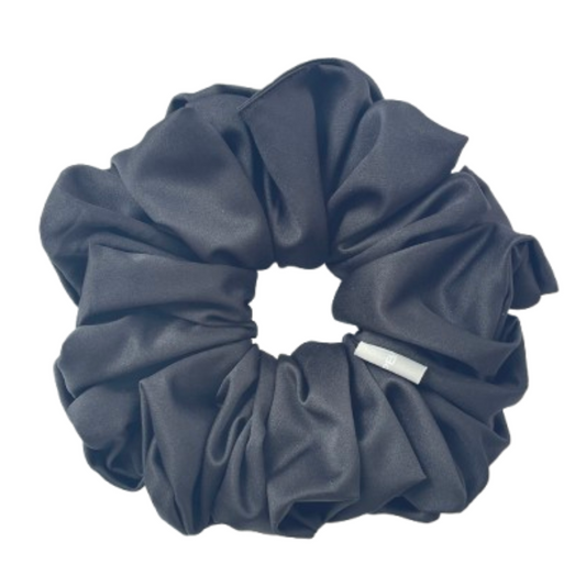 緞面黑色髮圈 Satin Black Scrunchie - XL