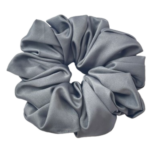緞面炭灰色髮圈 Satin Charcoal Gray Scrunchie - XL